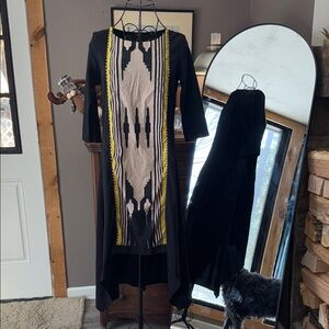 W5 Black and Yellow High Low Dress